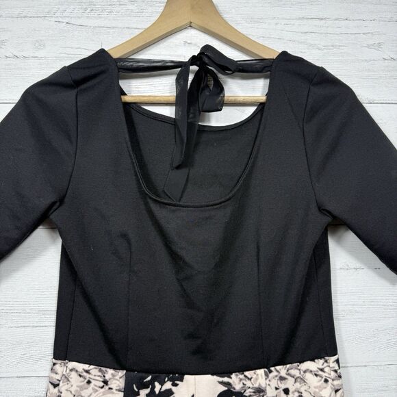 Lauren Conrad floral pencil dress womens size 8 black floral ribbon - Picture 3 of 7